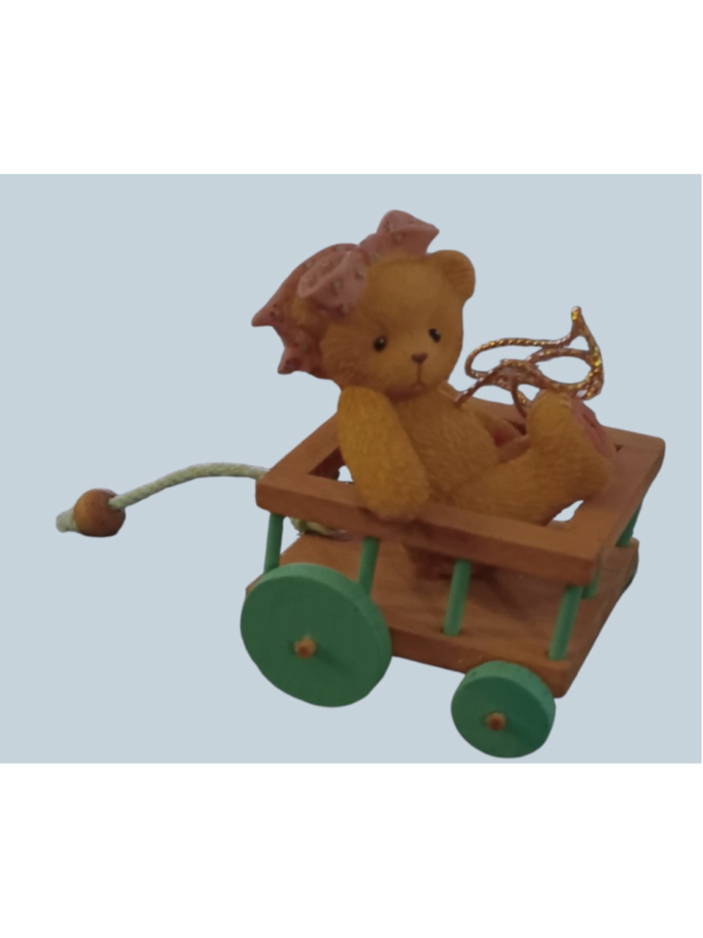 NIB Cherished Teddies Brown & Green Bear in Wagon Ornament 
707171